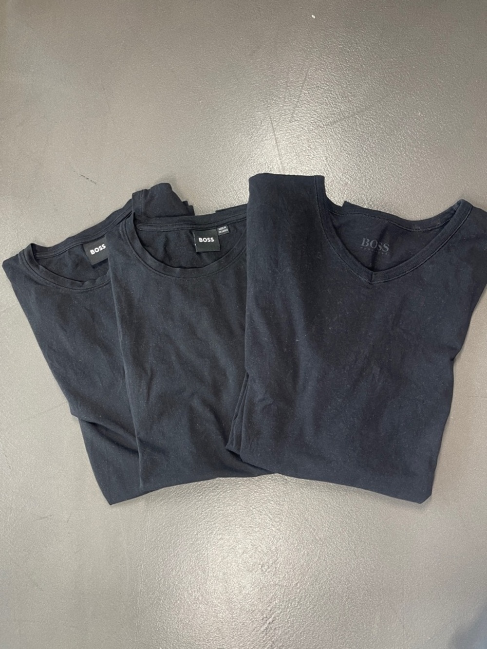 Boss Black Crew & V-Neck T-Shirt Set Bundle Mens Small S